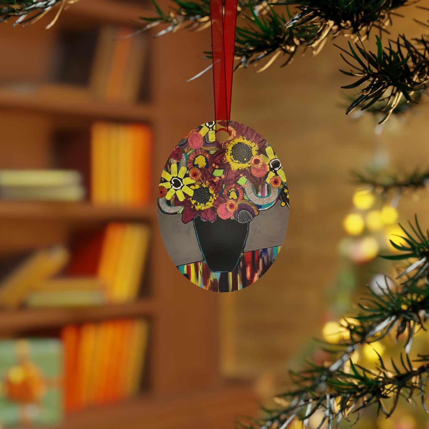 Jessica Wood Artist Floral Metal Holiday Ornament