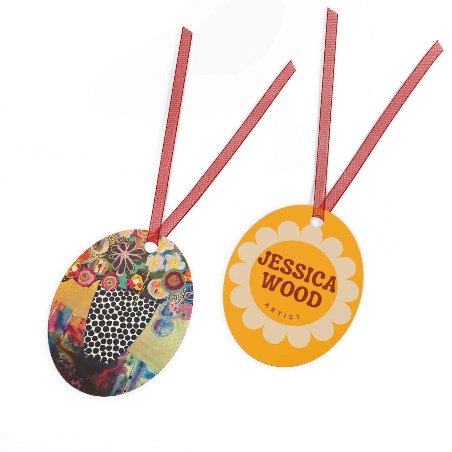 Jessica Wood Artist Floral Metal Holiday Ornament