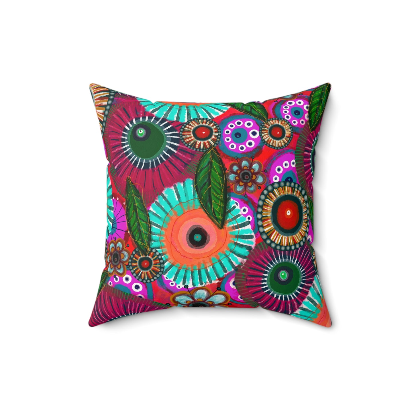 Jessica Wood Artist, Abstract Floral, Double Sided, Faux Suede Square Pillow
