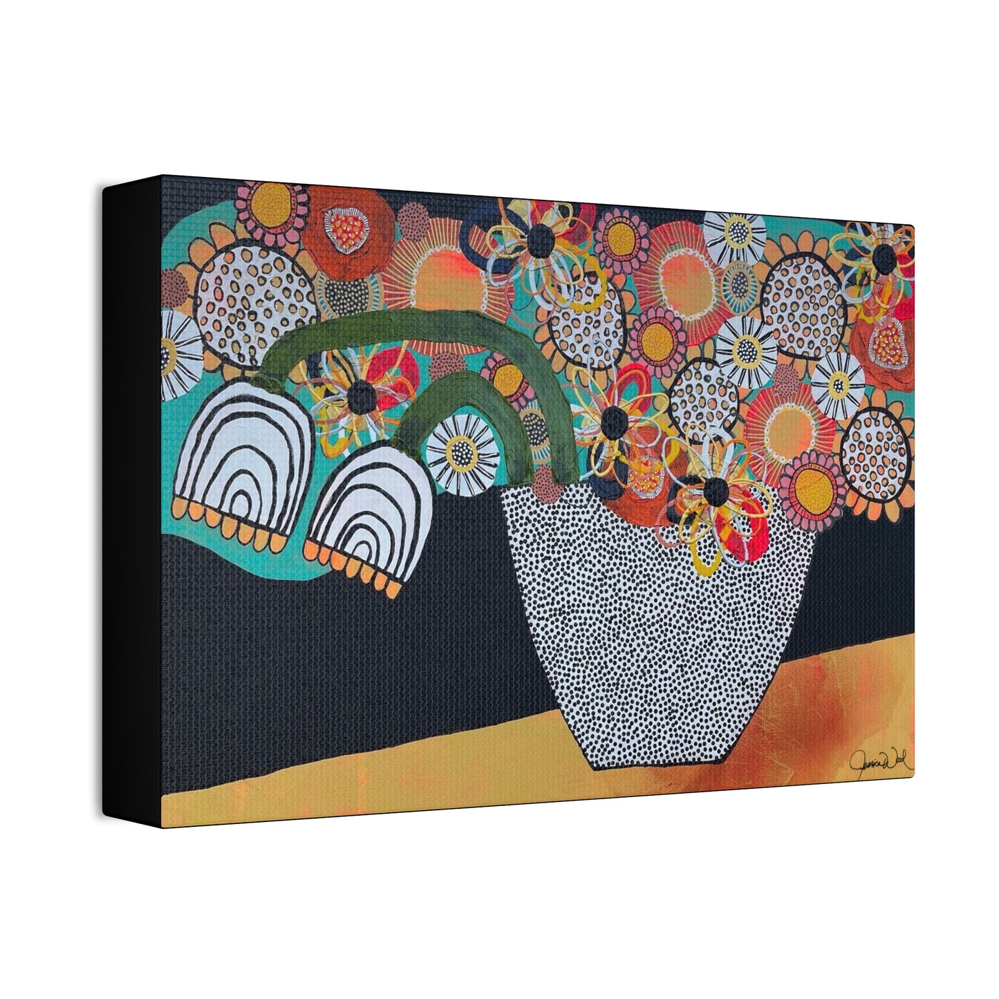 Canvas Print. Floral Still Life by Jessica Wood Artist. 12"x8"