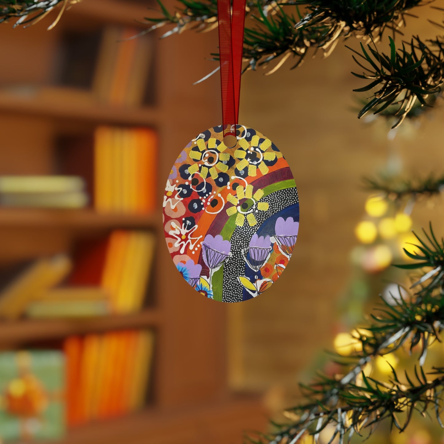 Jessica Wood Artist Floral Metal Holiday Ornament