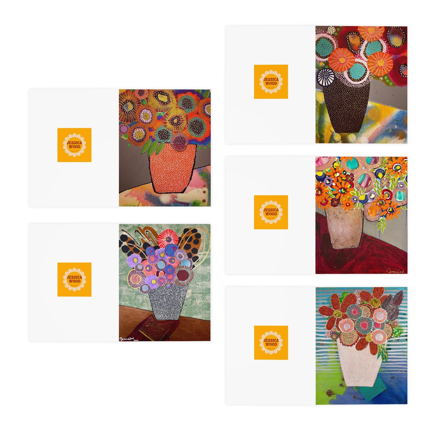 Jessica Wood Artist Greeting Cards Set (5-Pack)