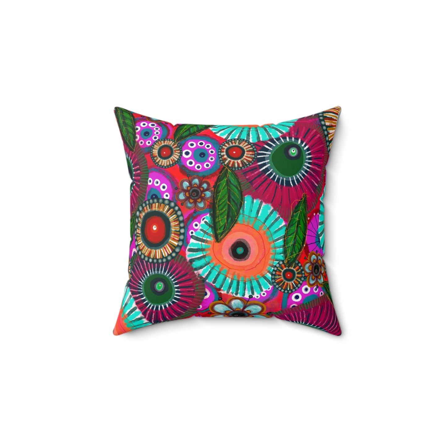 Jessica Wood Artist, Abstract Floral, Double Sided, Faux Suede Square Pillow