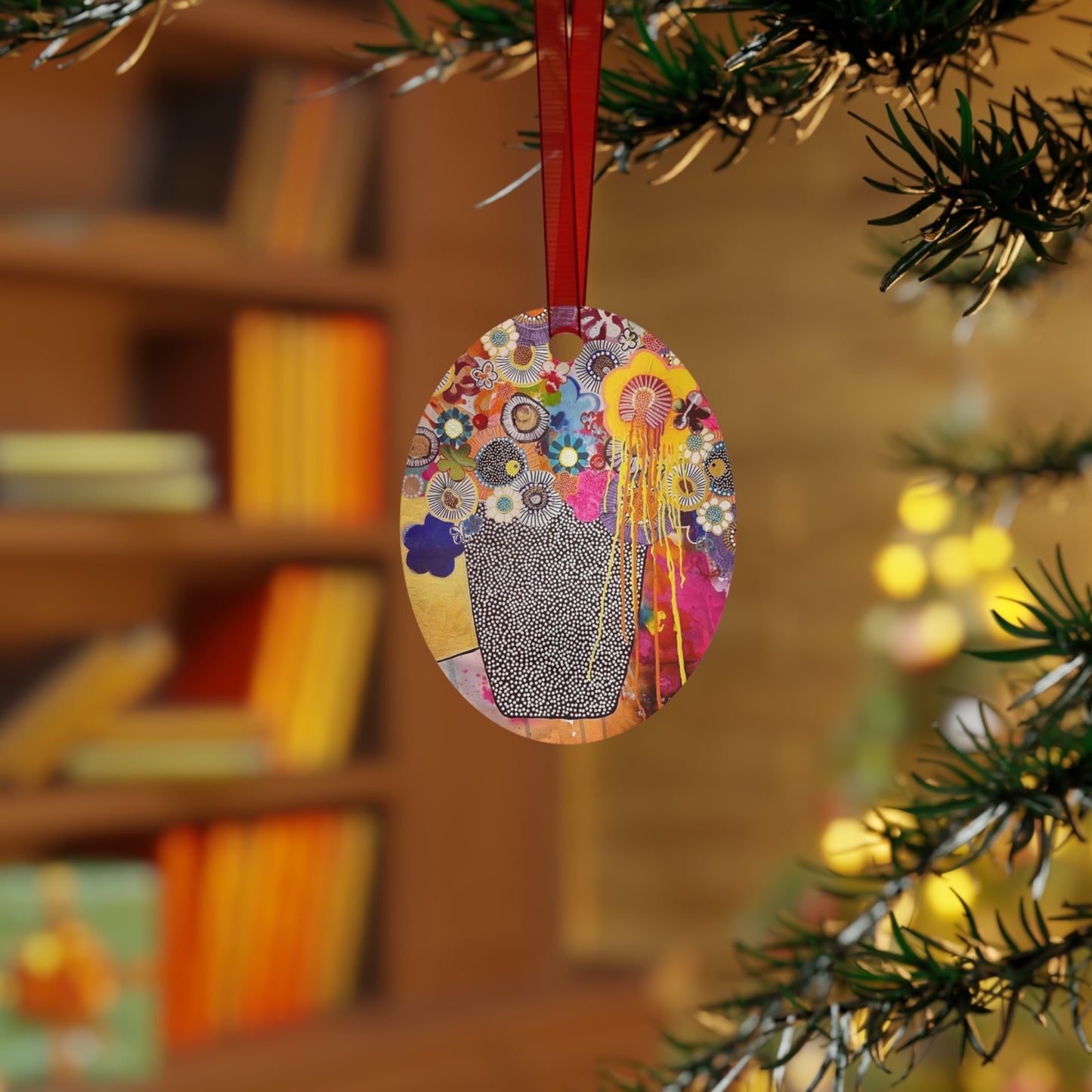 Jessica Wood Artist Floral Metal Holiday Ornament