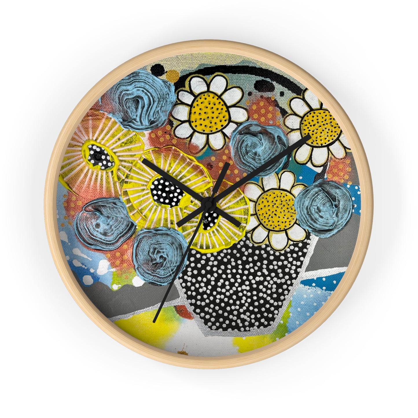 Jessica Wood Artist Floral Art Wall Clock