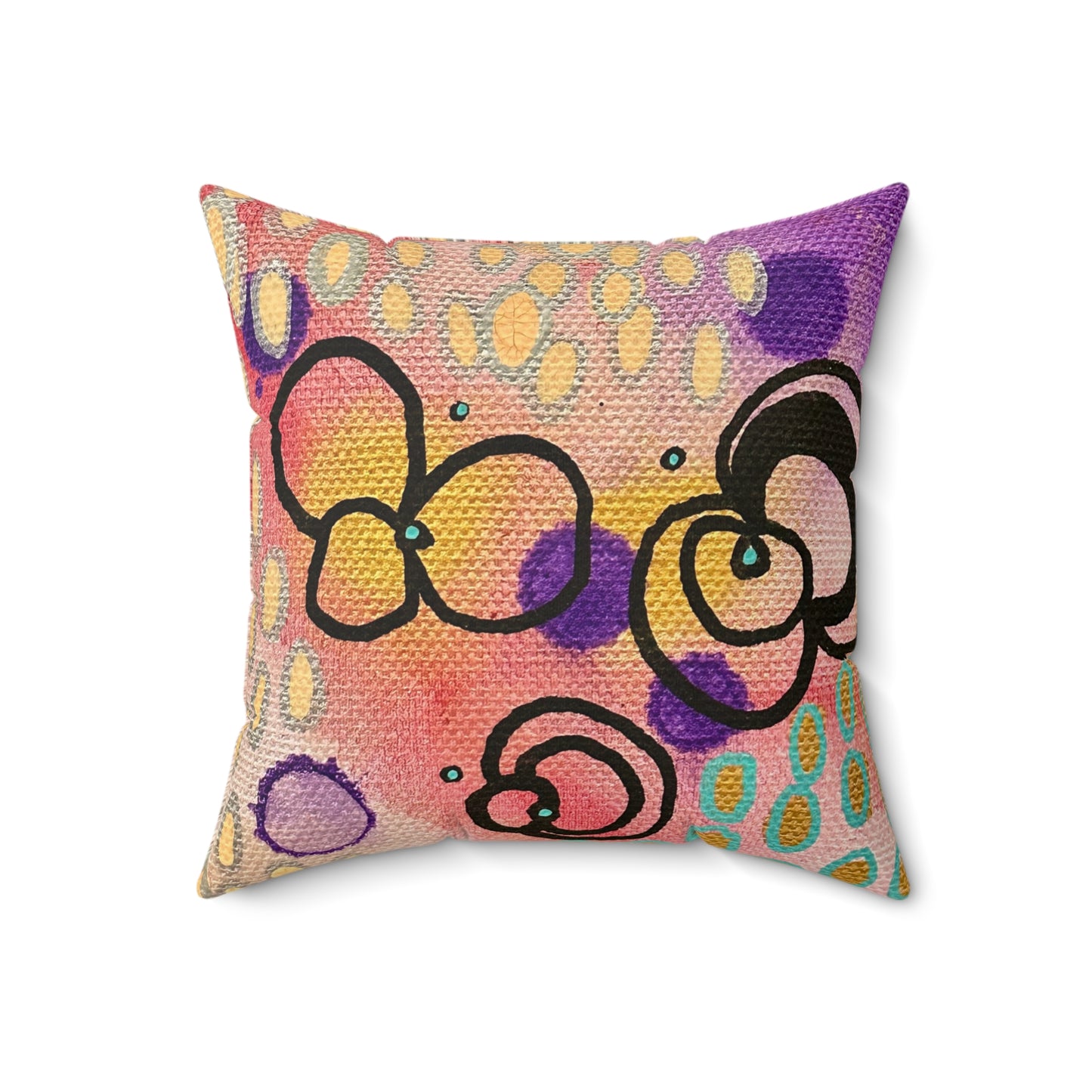 Jessica Wood Artist, Abstract Floral, Double Sided, Faux Suede Square Pillow