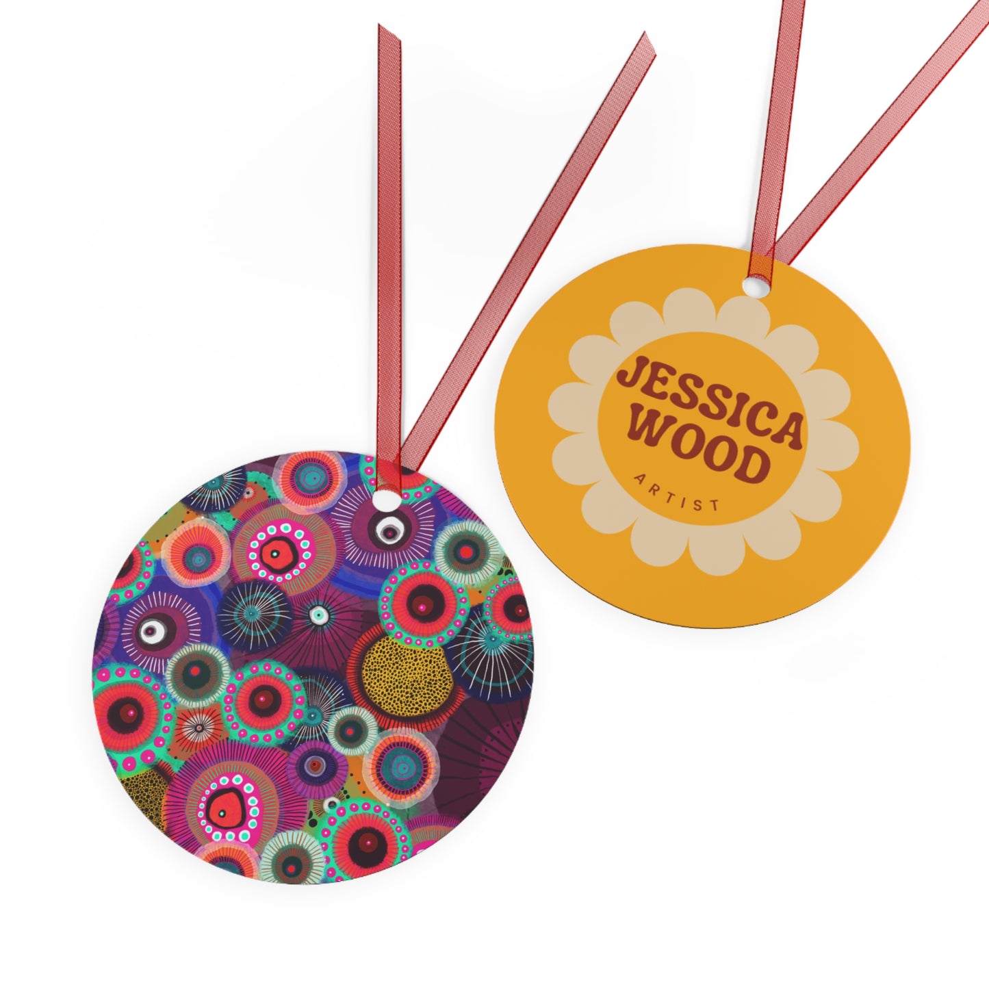 Jessica Wood Artist Floral Metal Holiday Ornament