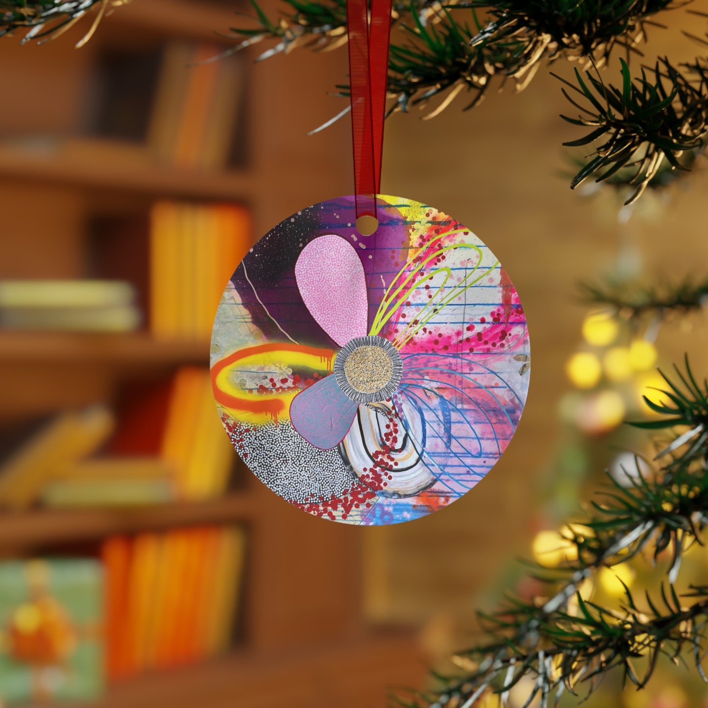 Jessica Wood Artist Floral Metal Holiday Ornament