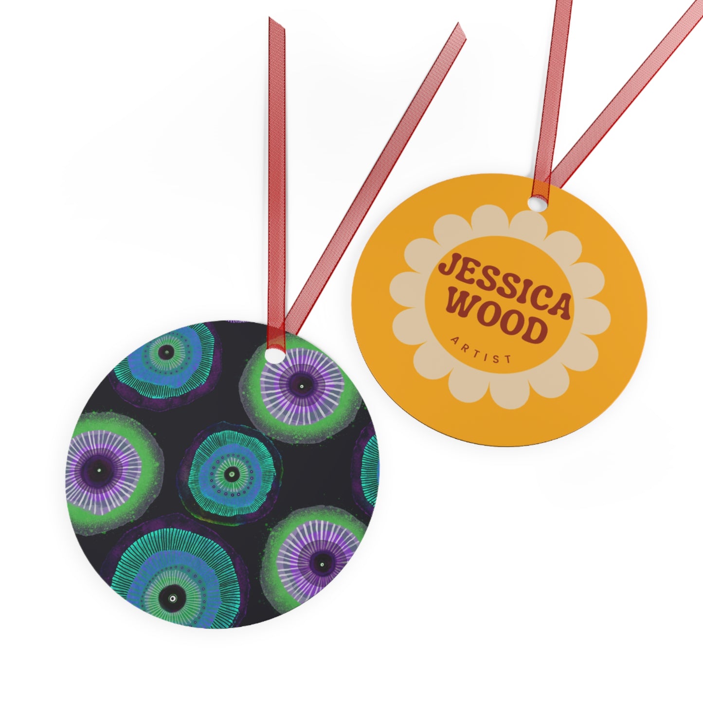 Jessica Wood Artist Floral Metal Holiday Ornament