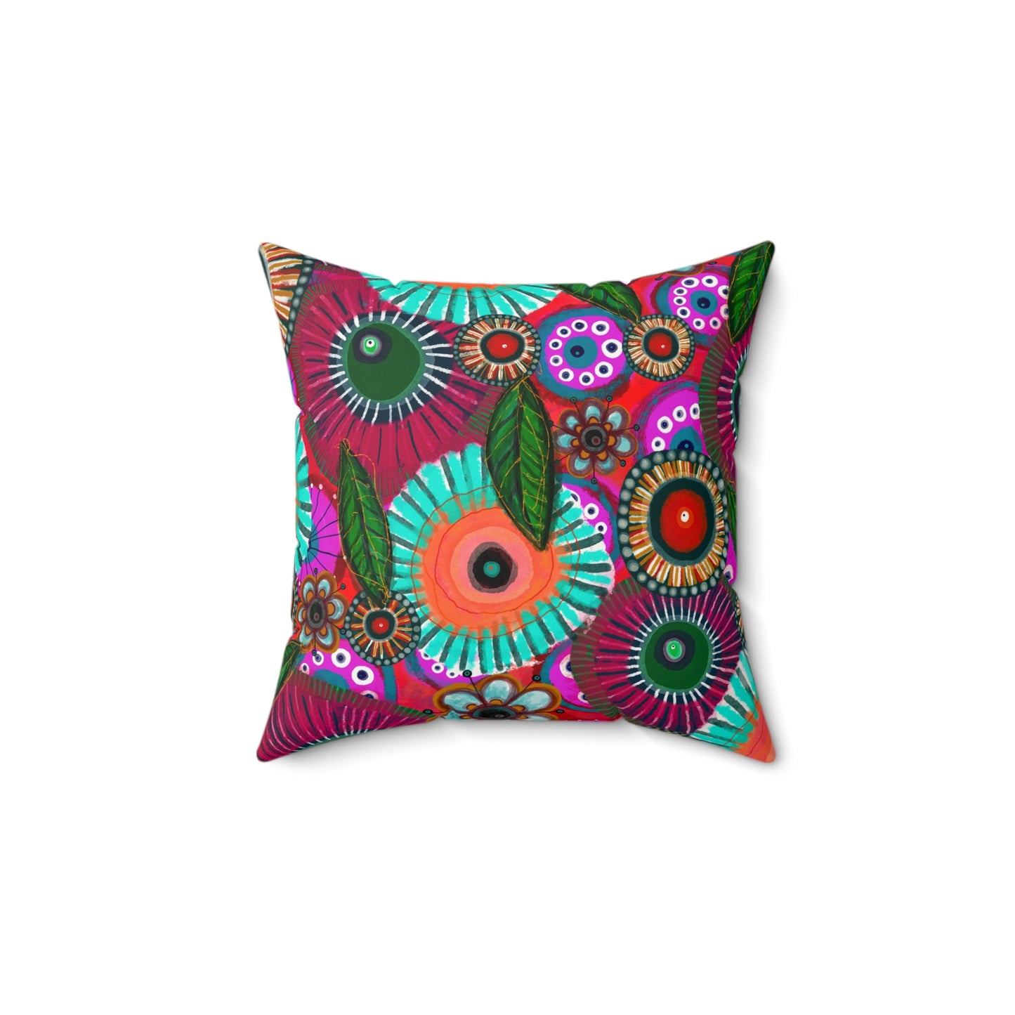 Jessica Wood Artist, Abstract Floral, Double Sided, Faux Suede Square Pillow