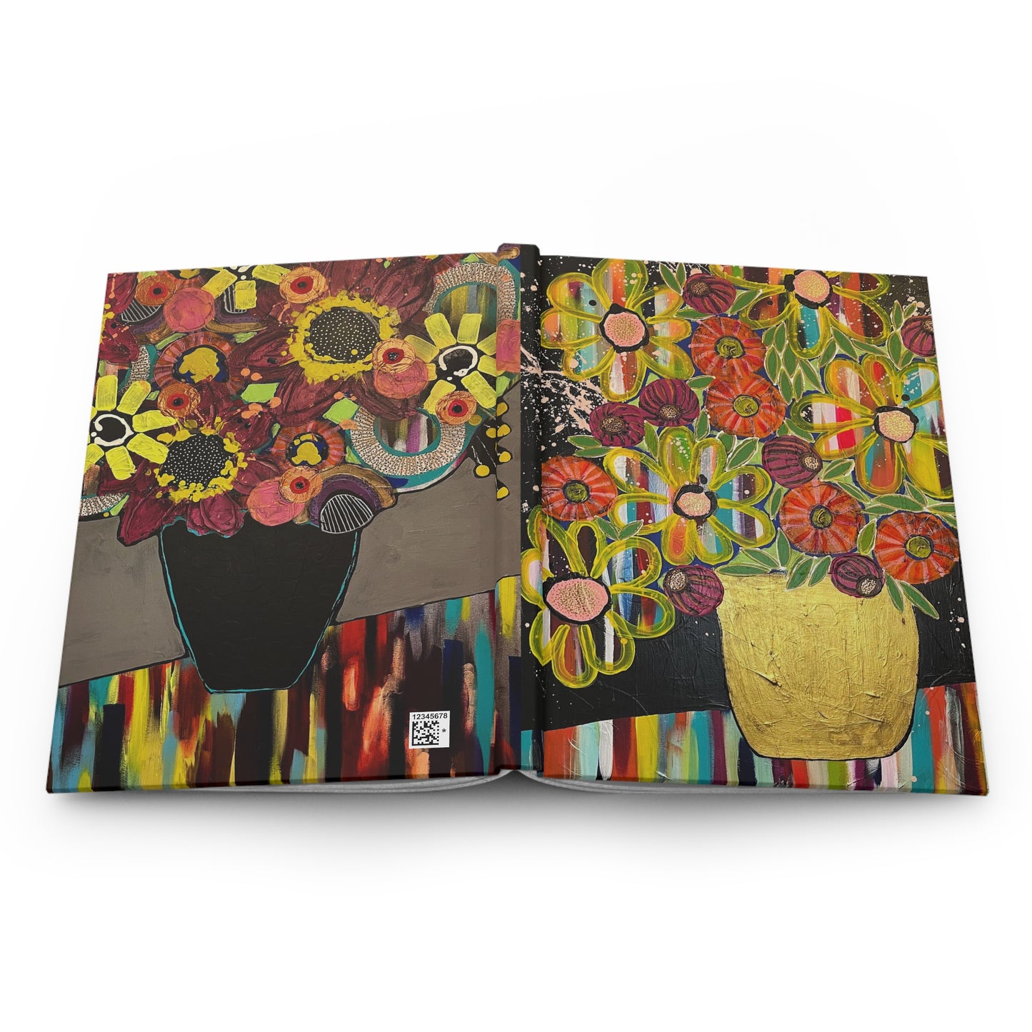 Modern Floral Hardcover Journal — Colorful Abstract Flower Art Notebook