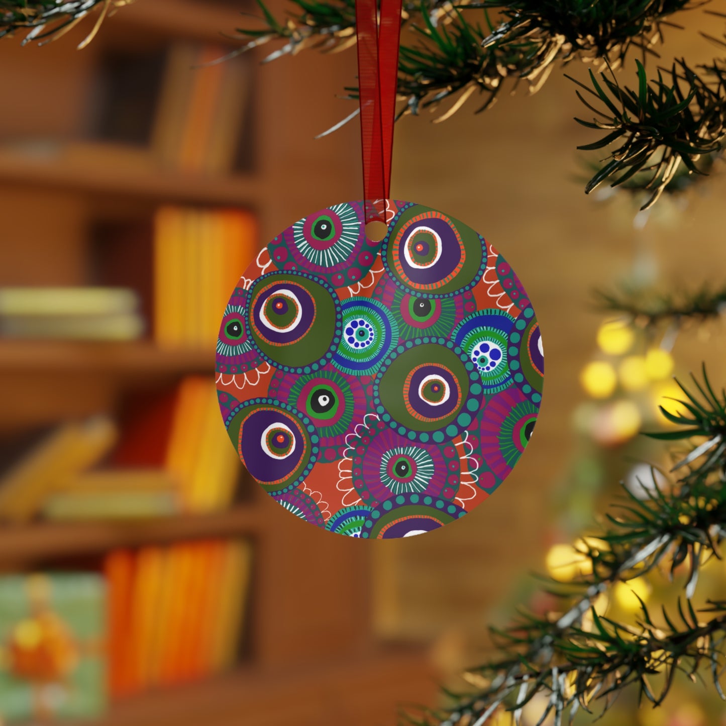 Jessica Wood Artist Floral Metal Holiday Ornament