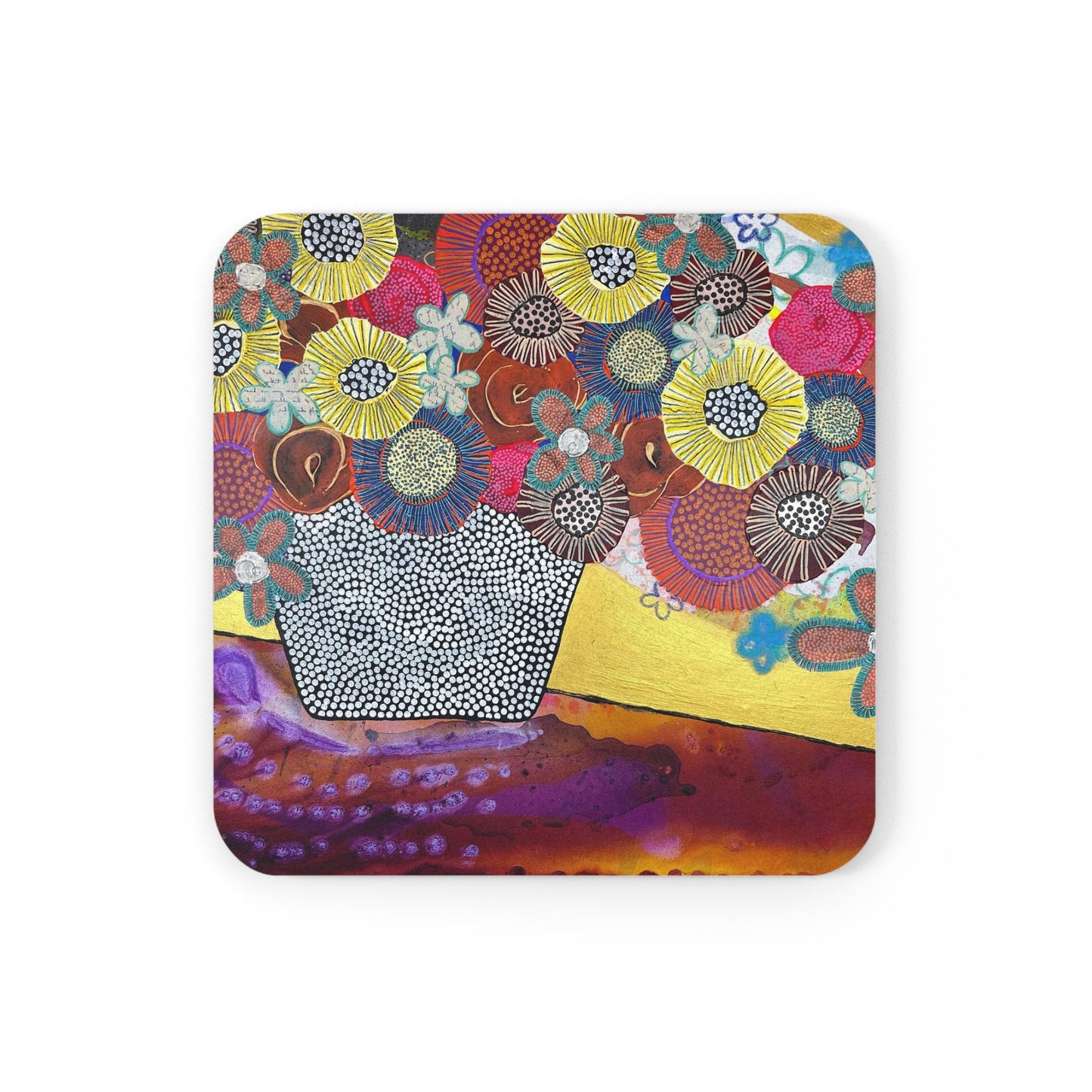 Jessica Wood Artist Cork Back Coaster, Square Art Coaster, Drink Coaster, Home Decor, Table Coaster, Gift Idea
