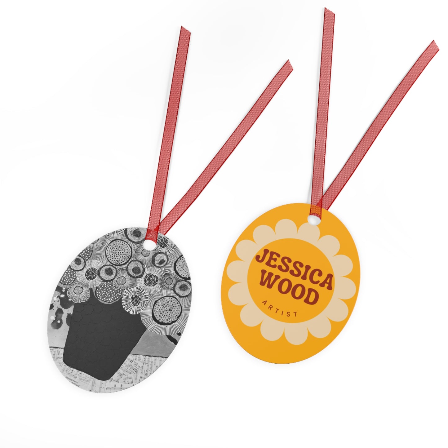 Jessica Wood Artist Floral Metal Holiday Ornament