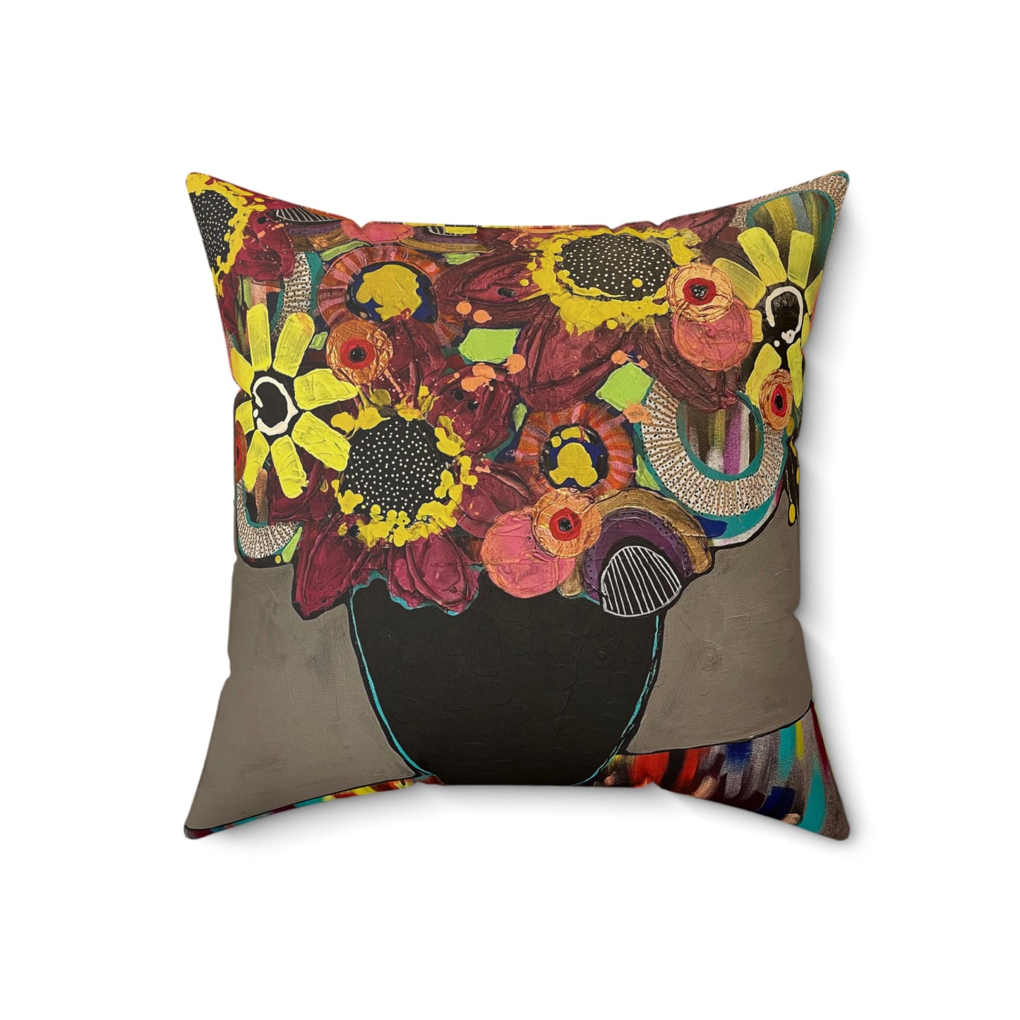 Jessica Wood Artist, Abstract Floral, Double Sided, Faux Suede Square Pillow
