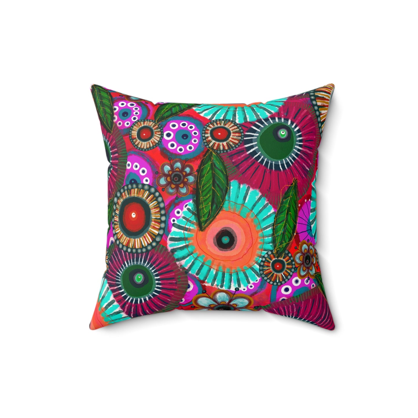 Jessica Wood Artist, Abstract Floral, Double Sided, Faux Suede Square Pillow