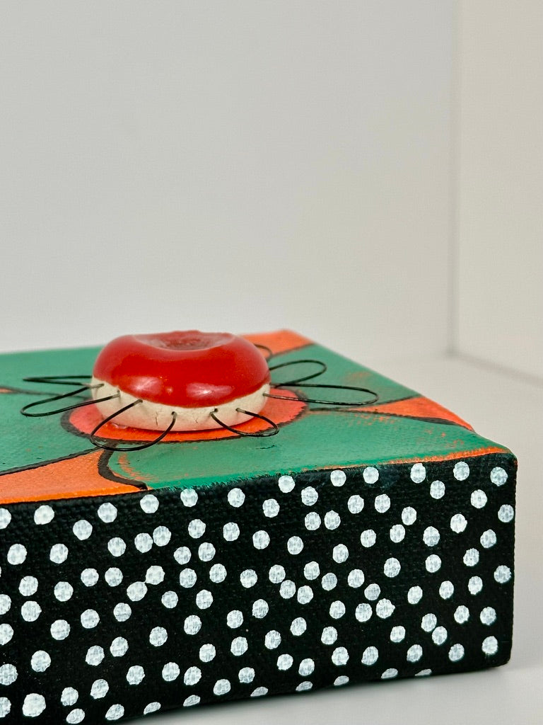 Santa Fe - 4"x4" Original Mixed Media Artwork on Canvas