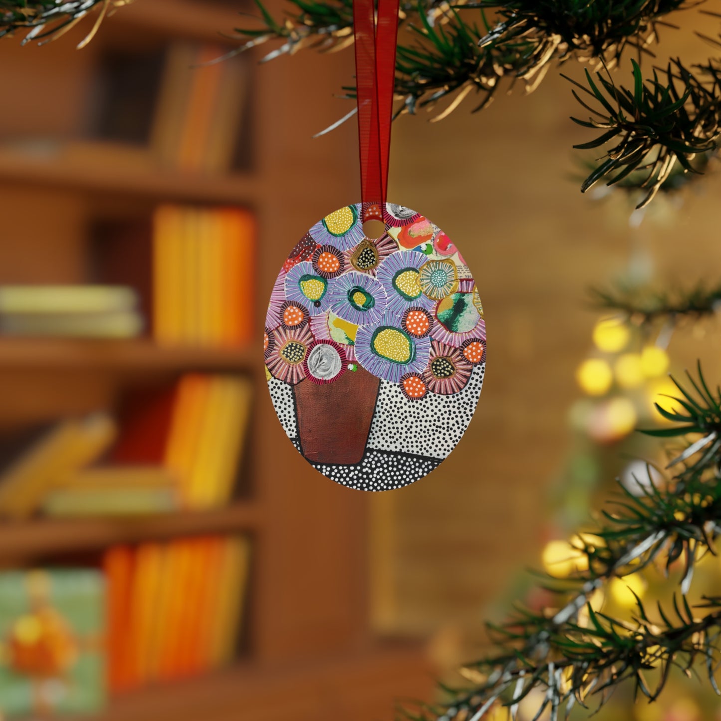 Jessica Wood Artist Floral Metal Holiday Ornament