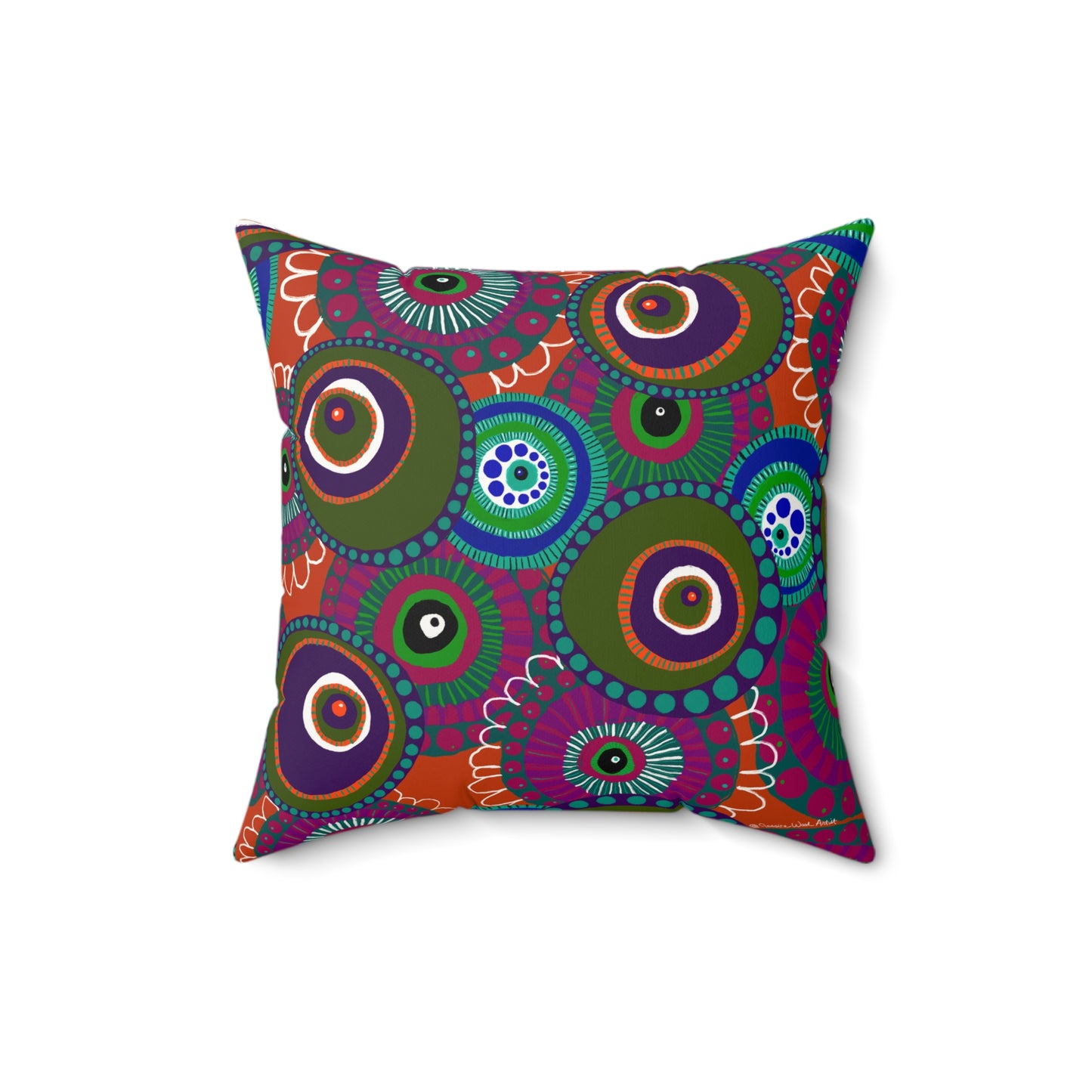 Jessica Wood Artist, Abstract Floral, Double Sided, Faux Suede Square Pillow