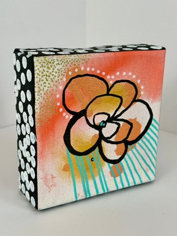 On My Way - 4"x4" Original Mixed Media Artwork on Canvas
