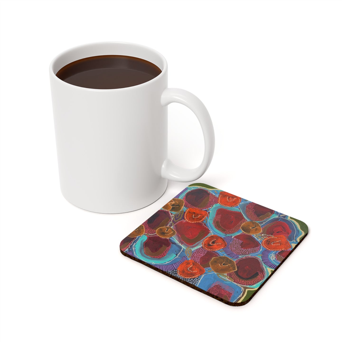 Jessica Wood Artist Cork Back Coaster, Square Art Coaster, Drink Coaster, Home Decor, Table Coaster, Gift Idea