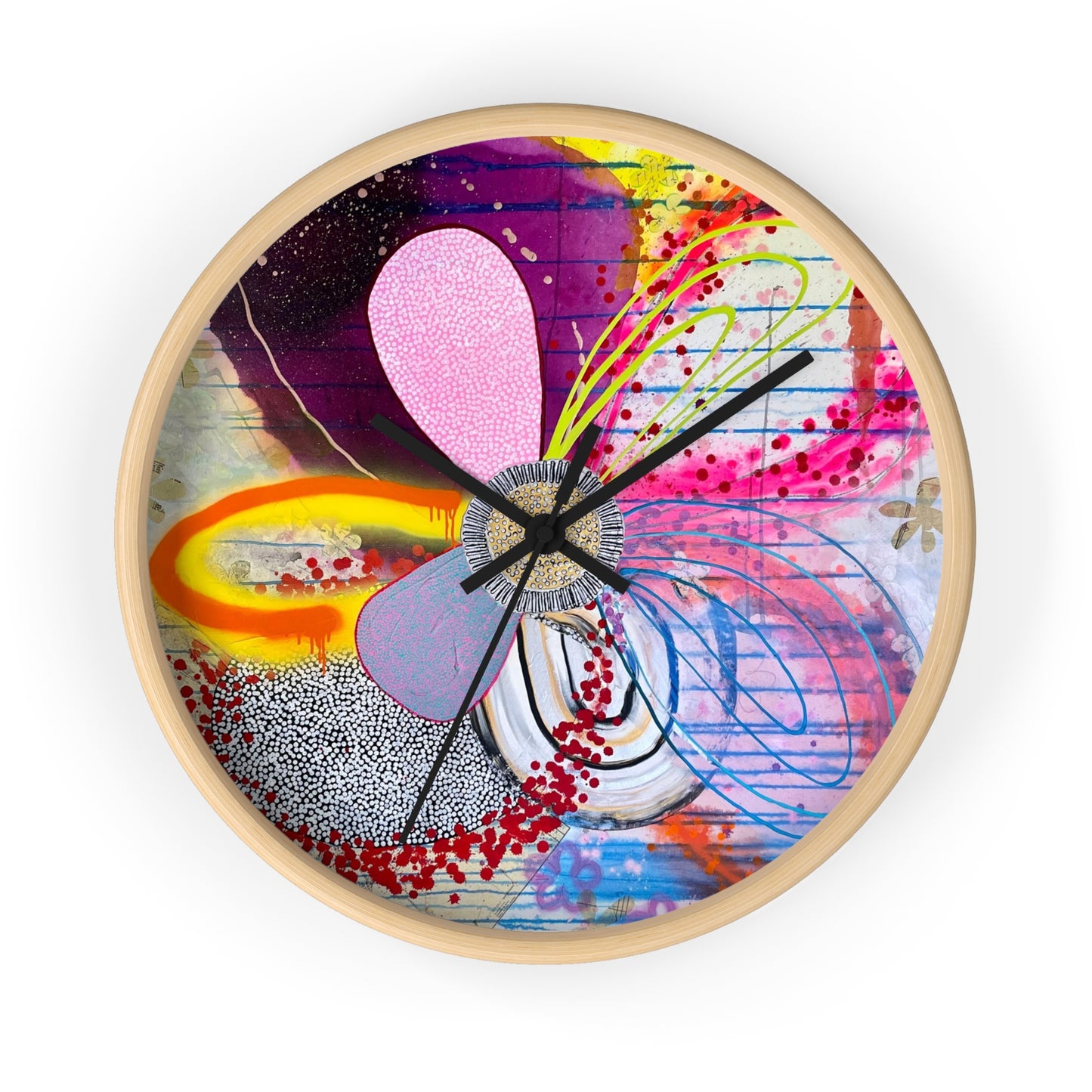 Jessica Wood Artist Floral Art Wall Clock