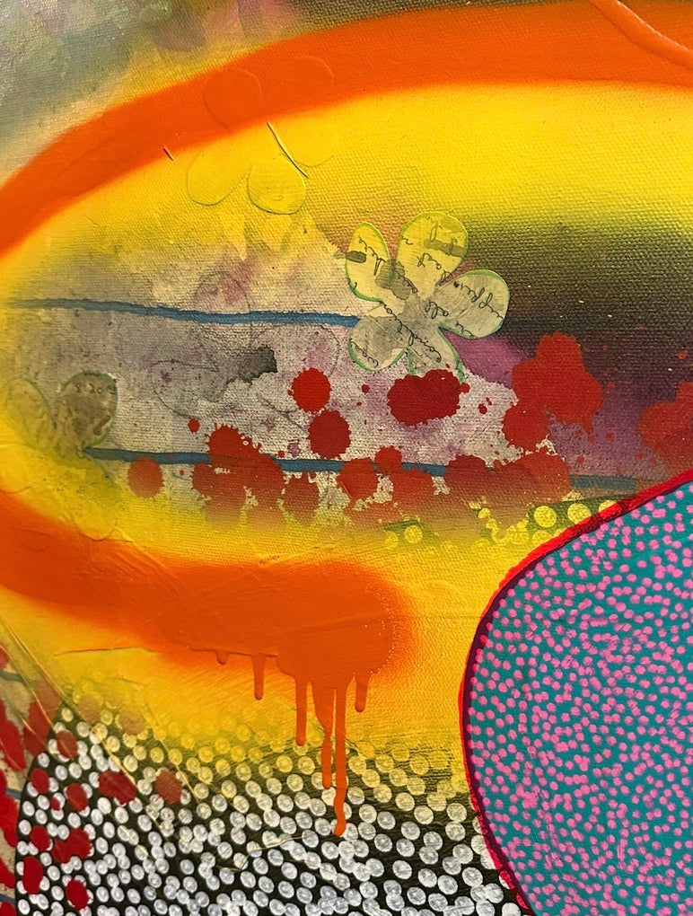 Floral Explosion - 48"x48" Mixed Media on Canvas