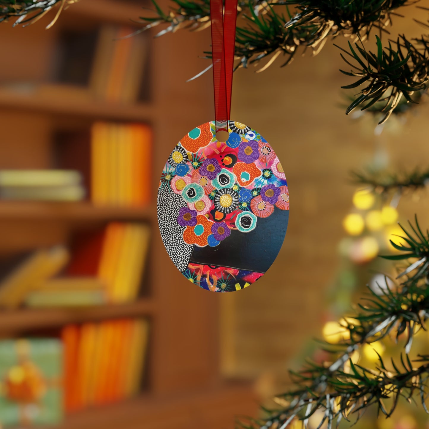 Jessica Wood Artist Floral Metal Holiday Ornament