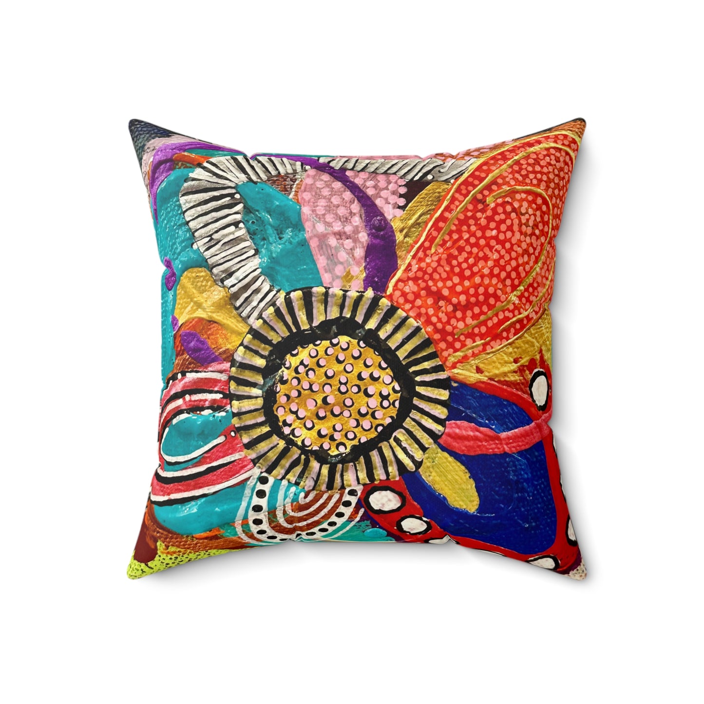 Jessica Wood Artist, Abstract Floral, Double Sided, Faux Suede Square Pillow