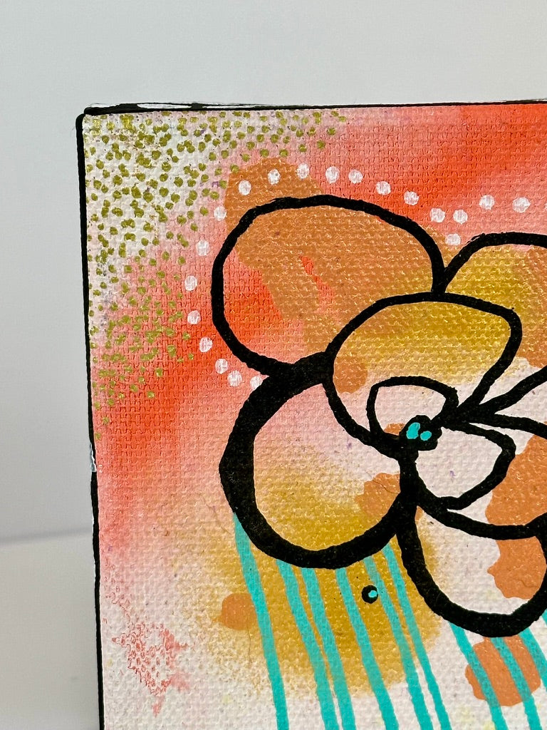 On My Way - 4"x4" Original Mixed Media Artwork on Canvas