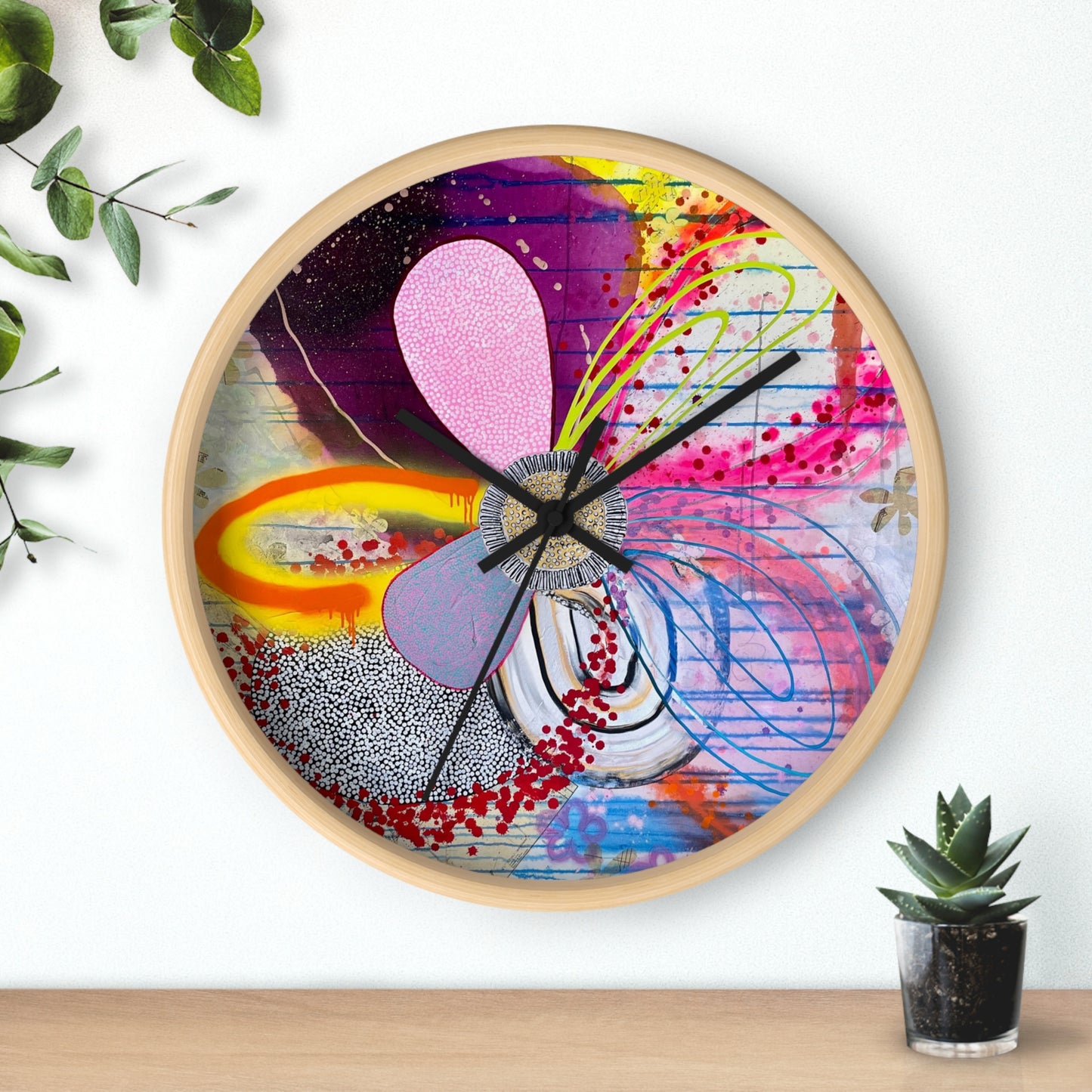 Jessica Wood Artist Floral Art Wall Clock