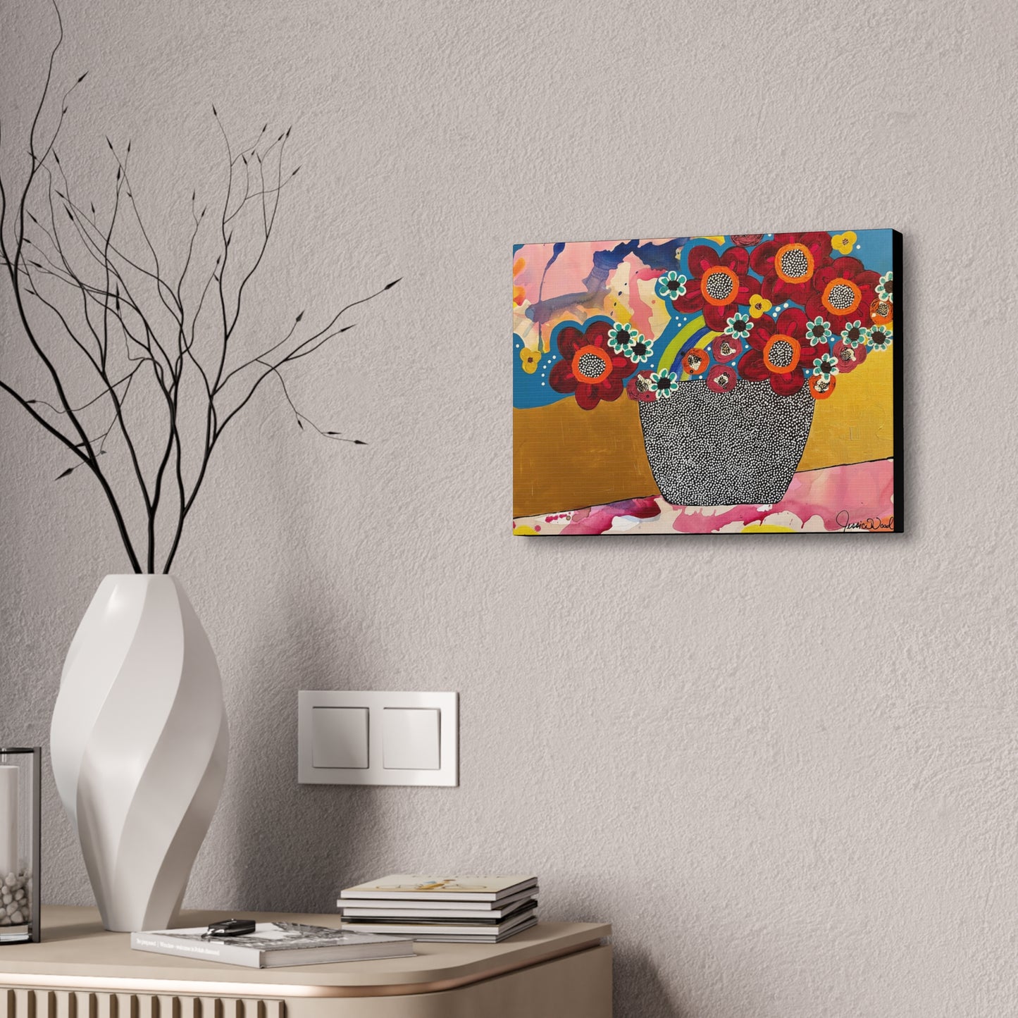 Canvas Print. Floral Still Life by Jessica Wood Artist. 16"x12"