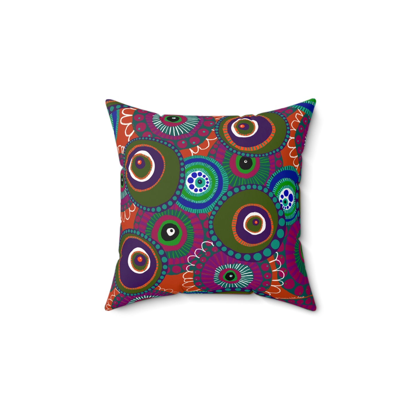 Jessica Wood Artist, Abstract Floral, Double Sided, Faux Suede Square Pillow