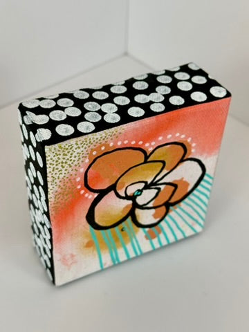 On My Way - 4"x4" Original Mixed Media Artwork on Canvas