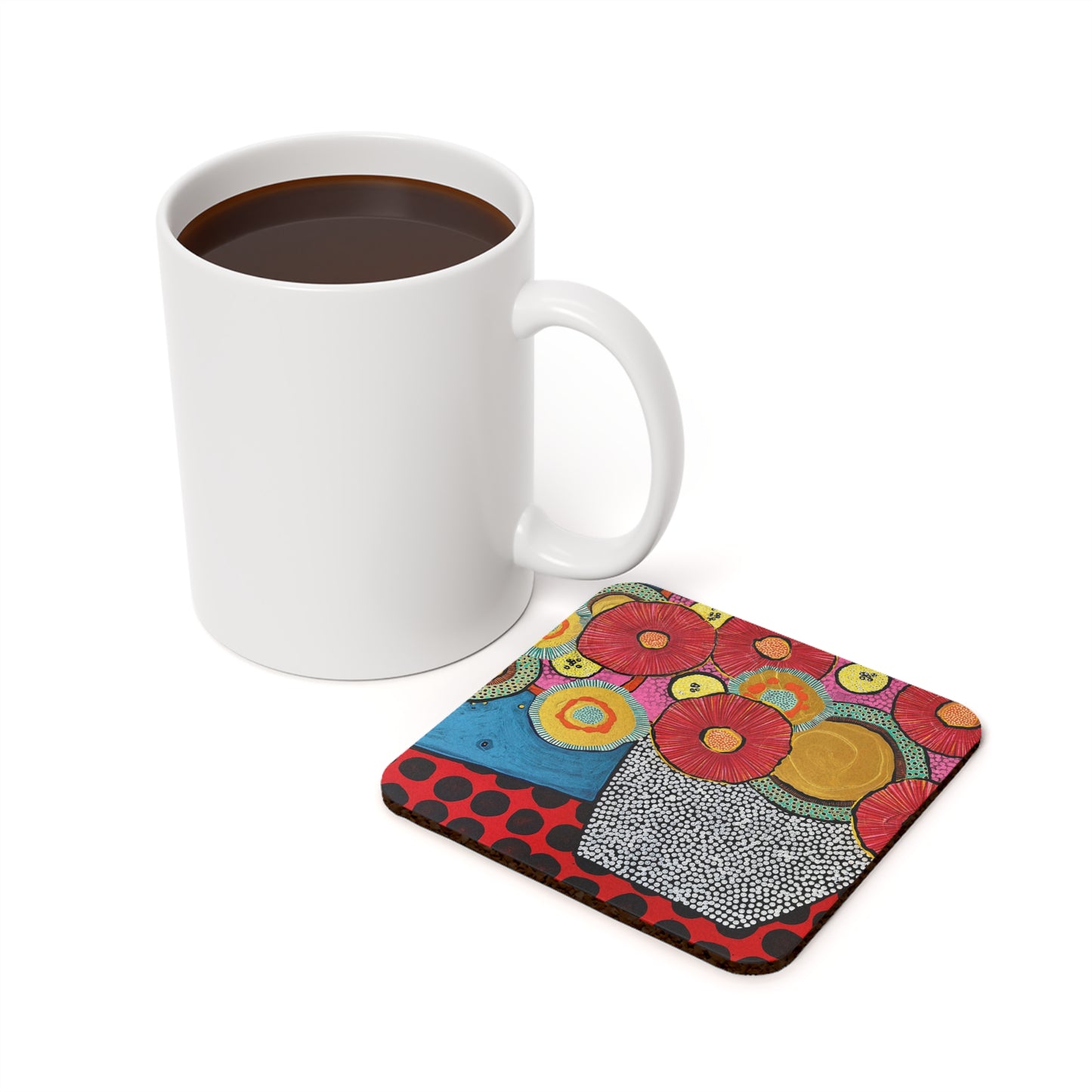 Jessica Wood Artist Cork Back Coaster, Square Art Coaster, Drink Coaster, Home Decor, Table Coaster, Gift Idea