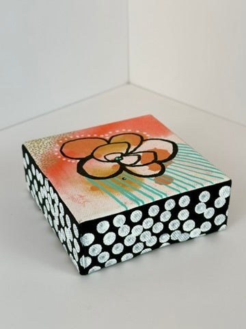 On My Way - 4"x4" Original Mixed Media Artwork on Canvas