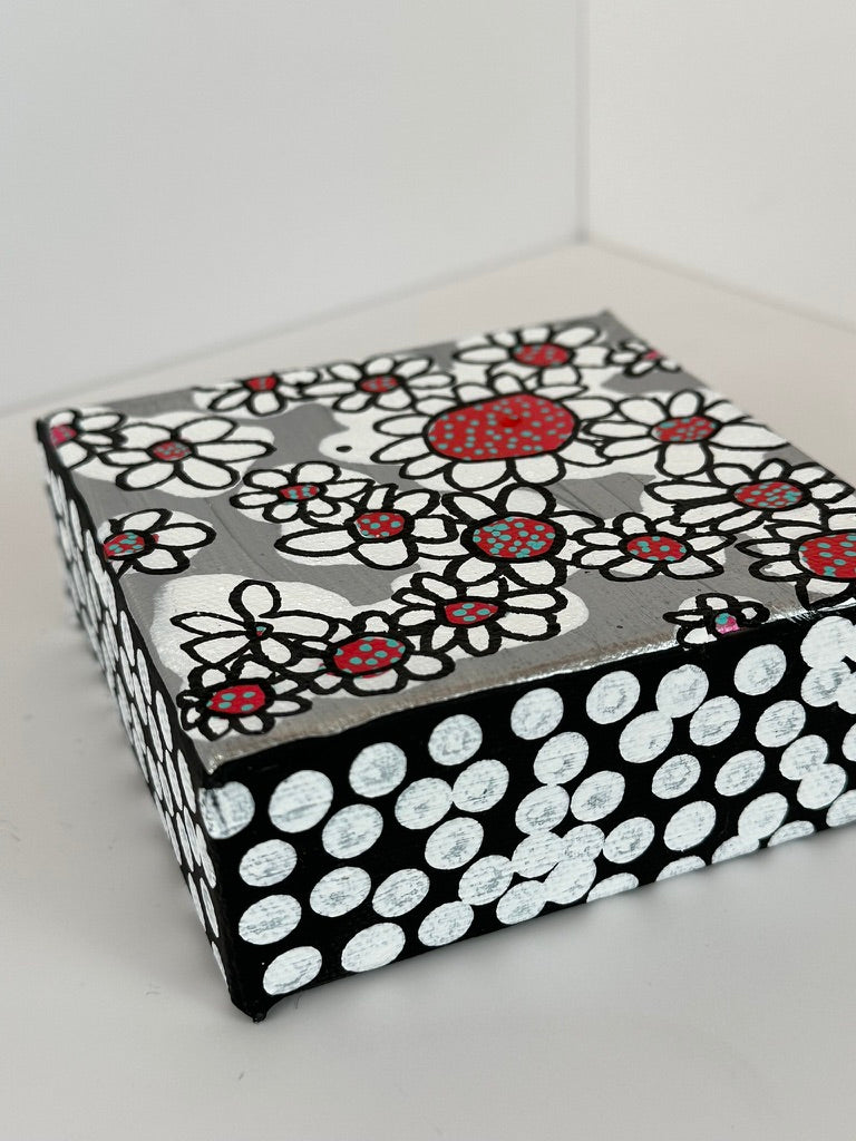 Dancing in the Breeze - 4"x4" Original Mixed Media Artwork on Canvas