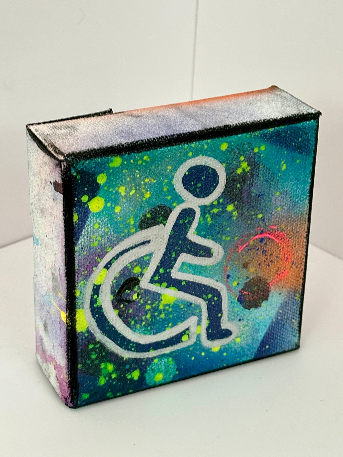 Rebel On Wheels - 4"x4" Original Mixed Media Artwork on Canvas