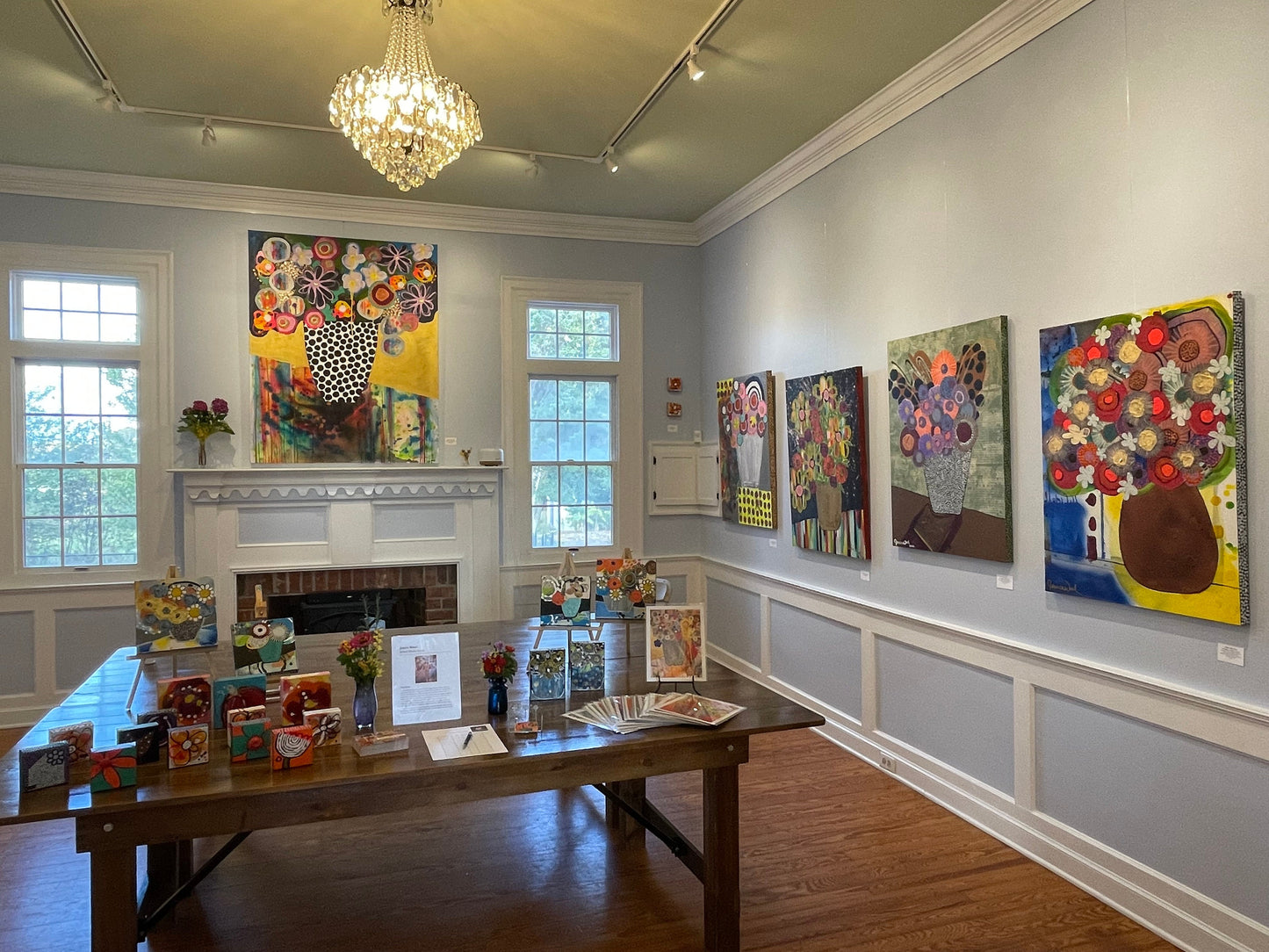 Original Jessica Wood Artist. Floral Still Life. 48"x60" Mixed Media Painting on Canvas