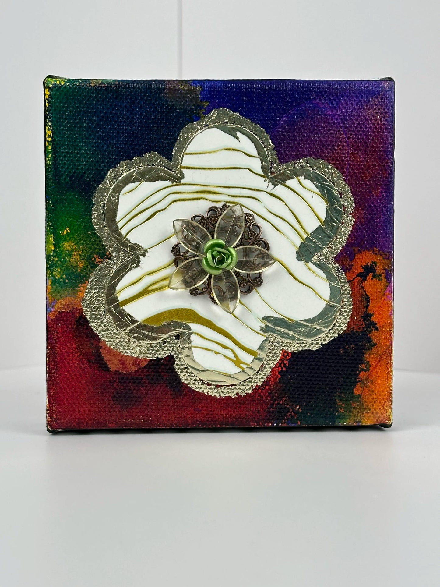 Secret Garden - 4"x4" Original Mixed Media Artwork on Canvas