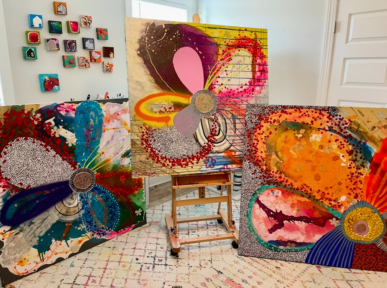 Floral Explosion - 48"x48" Mixed Media on Canvas