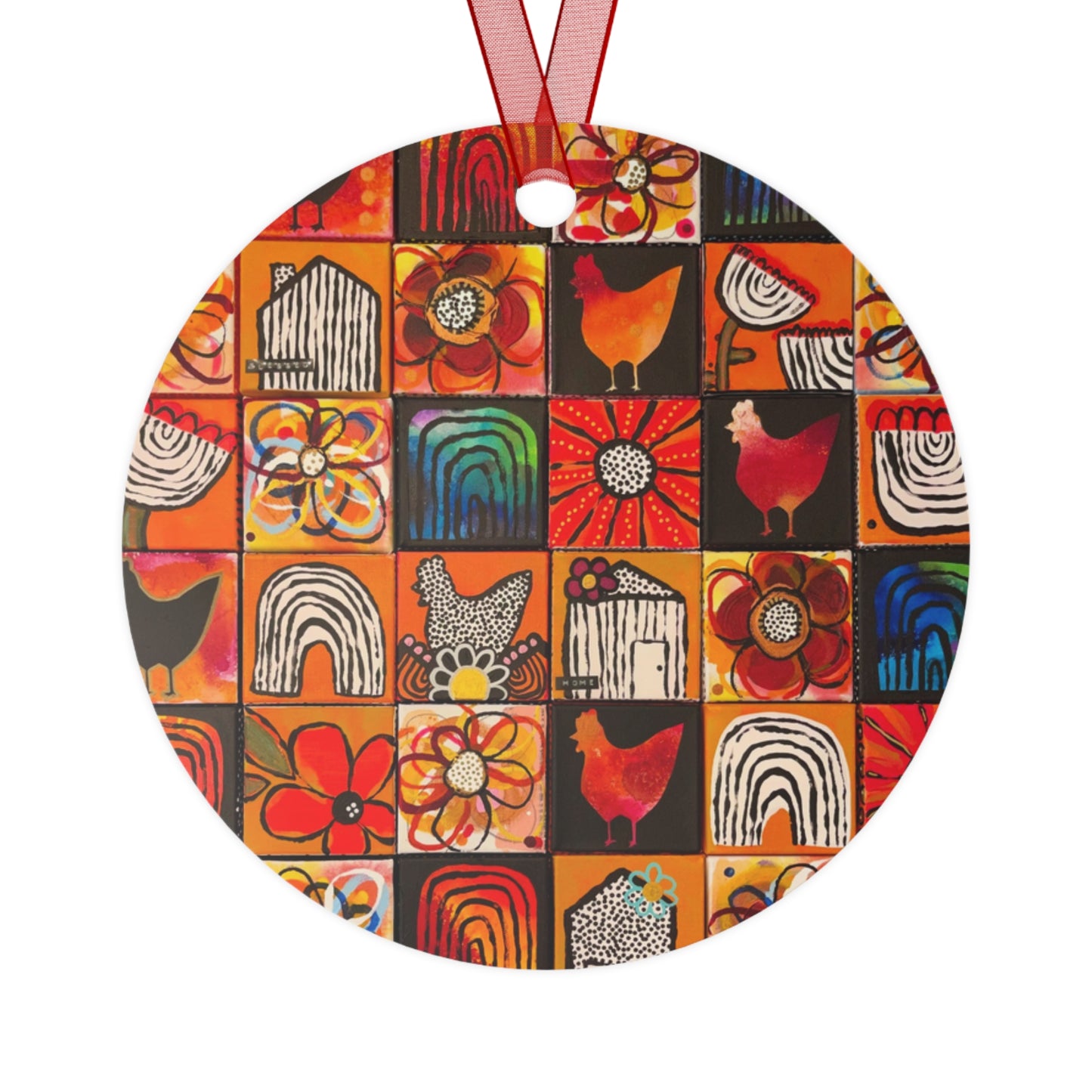 Jessica Wood Artist Floral Metal Holiday Ornament