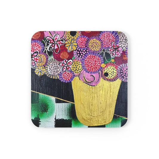 Jessica Wood Artist Cork Back Coaster, Square Art Coaster, Drink Coaster, Home Decor, Table Coaster, Gift Idea