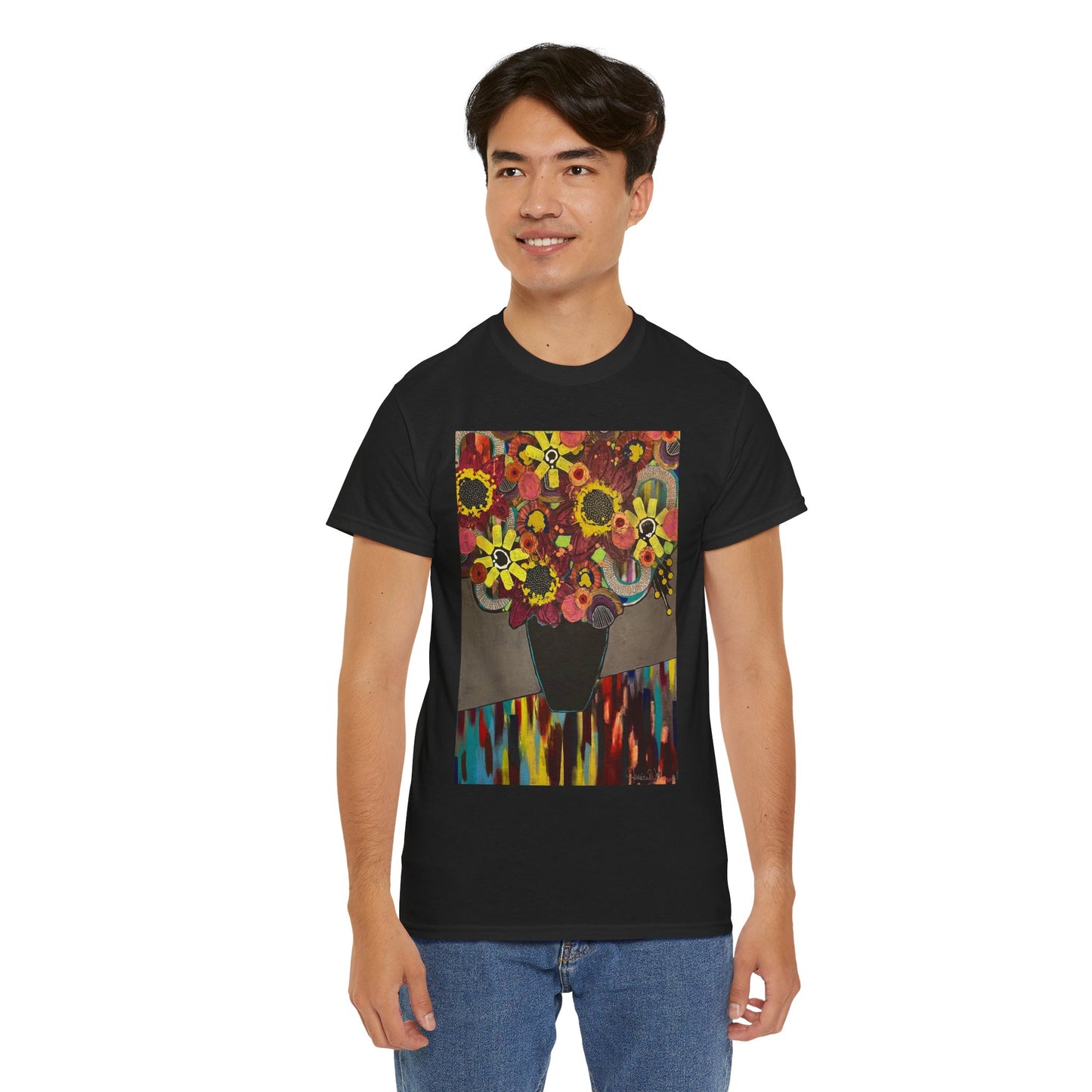 Floral Still Life Tee by Jessica Wood Artist - Unisex Heavy Cotton T-Shirt