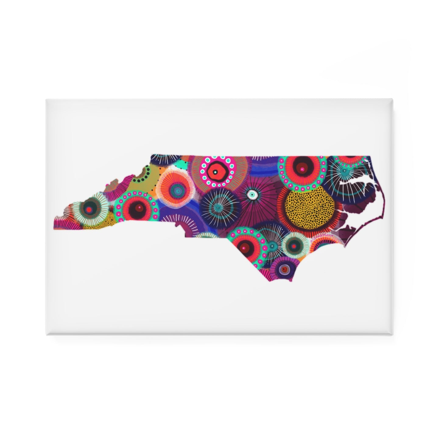 North Carolina State Shape Magnet — Colorful Floral Map Refrigerator Magnet