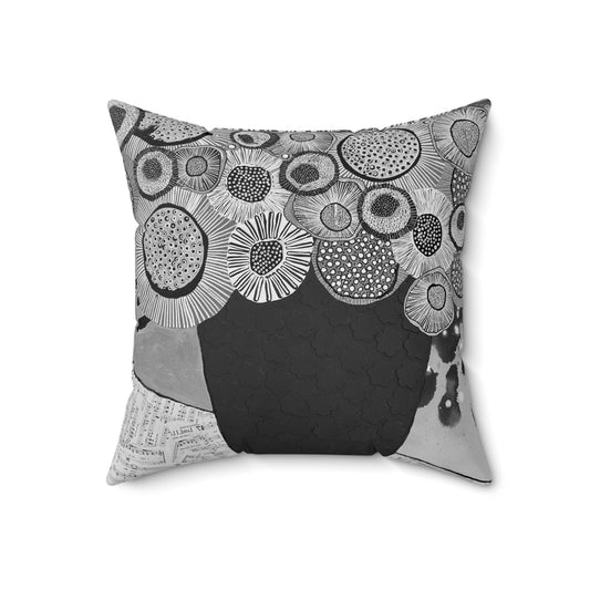 Jessica Wood Artist, Abstract Floral, Double Sided, Faux Suede Square Pillow