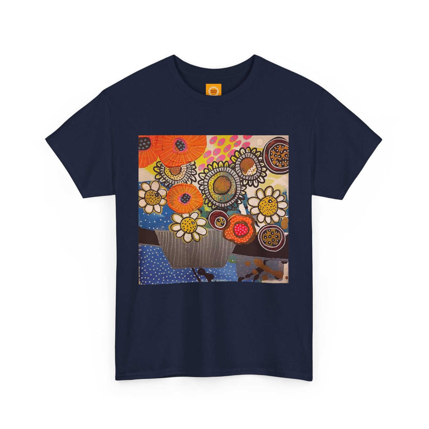 Floral Still Life Tee by Jessica Wood Artist - Unisex Heavy Cotton T-Shirt