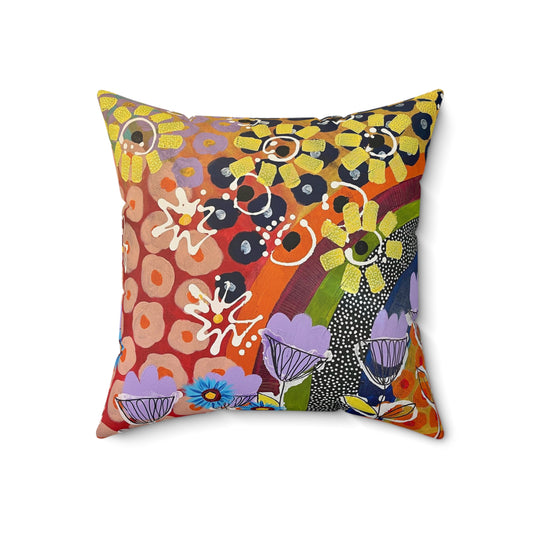 Jessica Wood Artist, Abstract Floral, Double Sided, Faux Suede Square Pillow