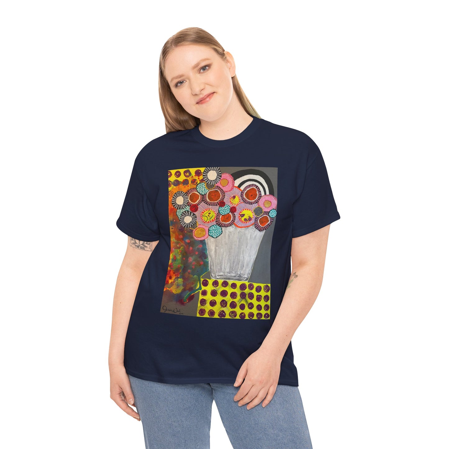 Floral Still Life Tee by Jessica Wood Artist - Unisex Heavy Cotton T-Shirt