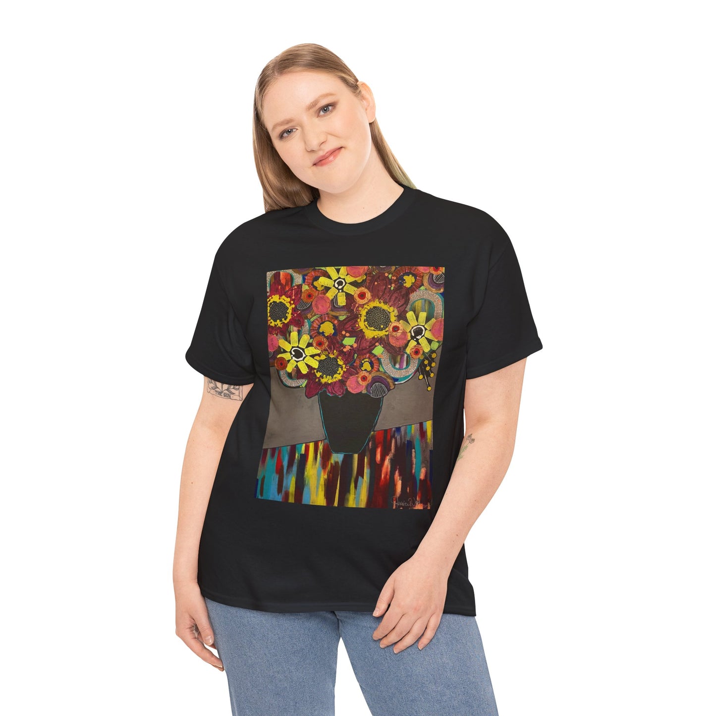 Floral Still Life Tee by Jessica Wood Artist - Unisex Heavy Cotton T-Shirt